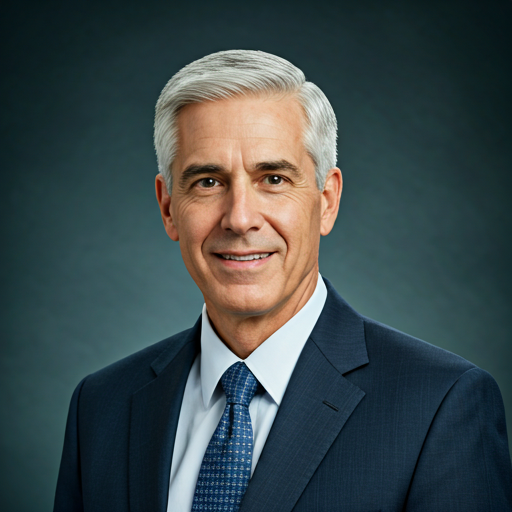 Professional portrait of a senior compliance officer with silver hair and a professional demeanor